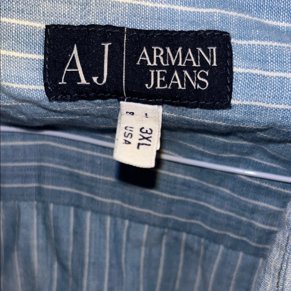 Armani Jeans Light Blue Striped Shirt. READ. - Picture 2 of 10